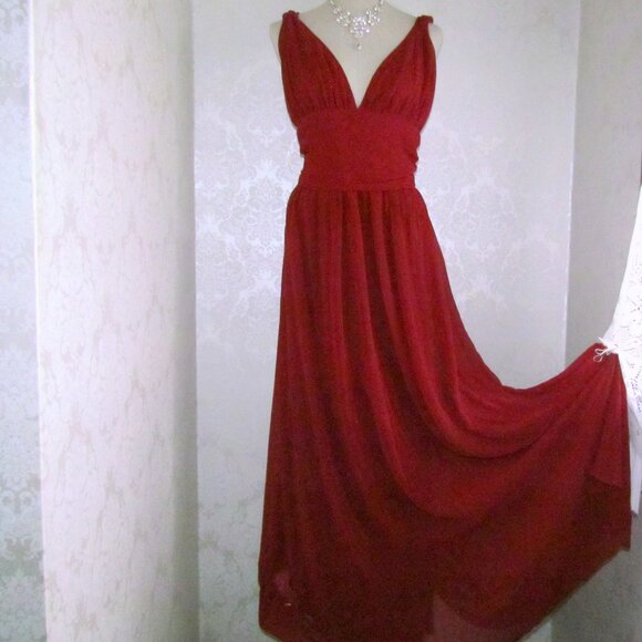 EVER PRETTY BALL GOWN, 16, NWT, BURGUNDY MAXI DRESS, GRACEFUL GRECIAN STYLE - Picture 8 of 8